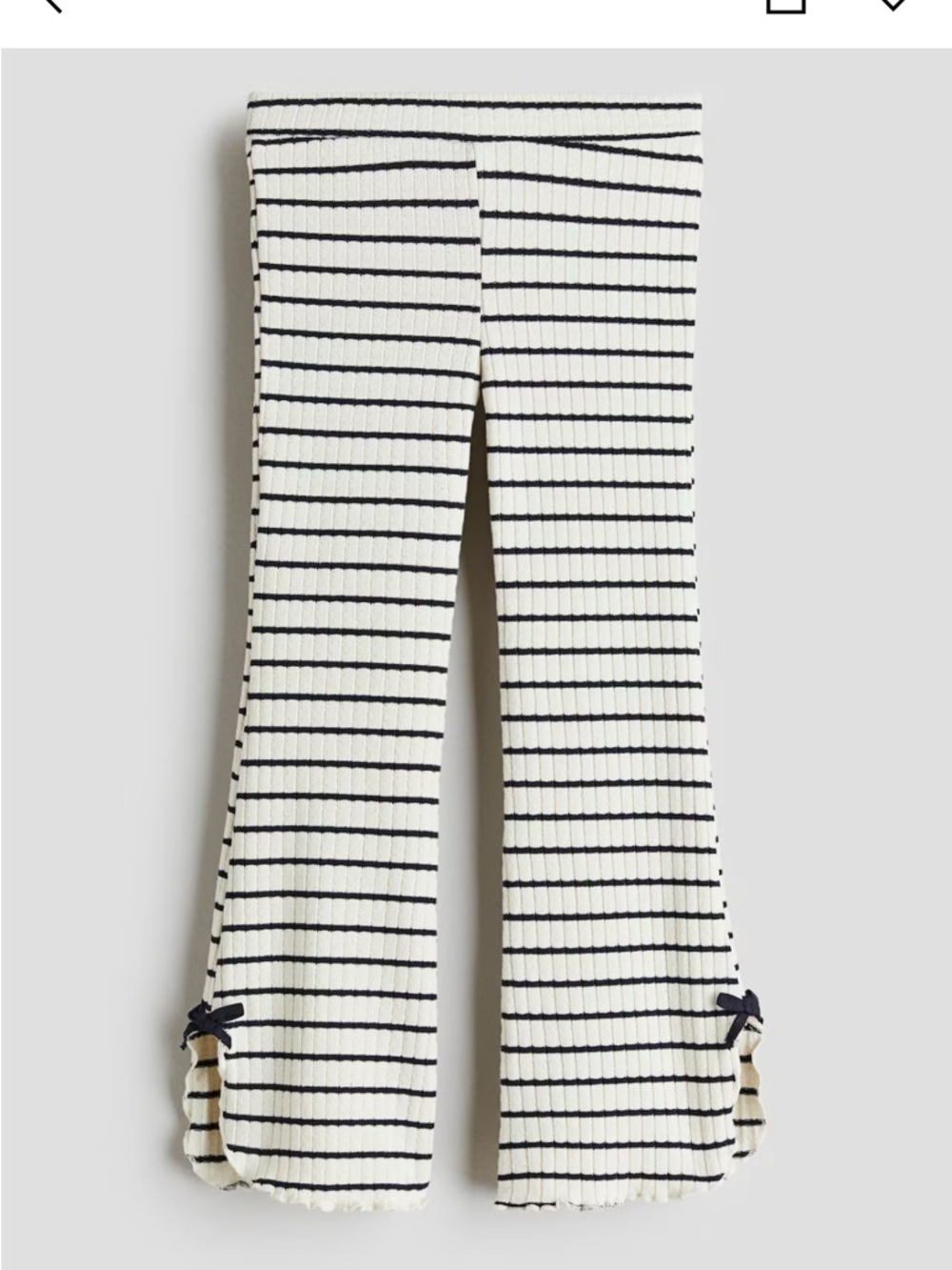 H&M Cream and Black Striped Ribbed Flare Pants with Side Bows